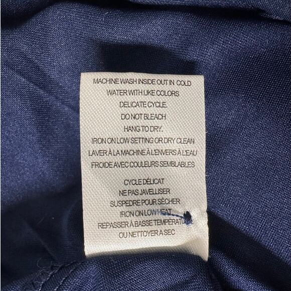 Tamara H. XL Navy Blue White Polka Dot Blouse Short Sleeve 100% Polyester - Picture 6 of 8